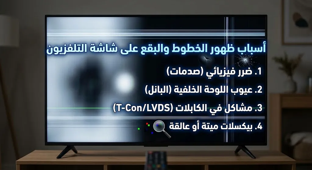 أسباب ظهور الخطوط والبقع على شاشة التلفزيون